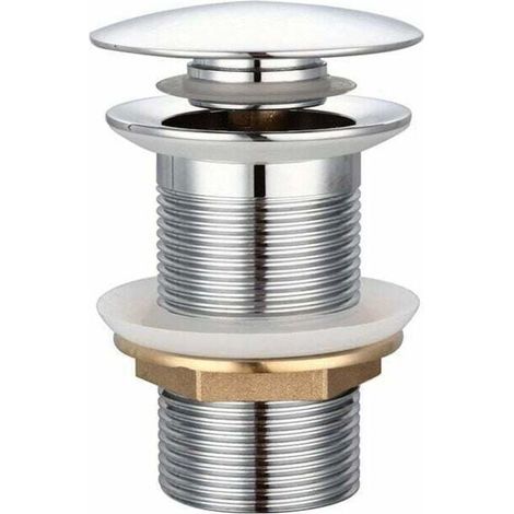 Bonde de lavabo,TRIOM Bonde de Lavabo Standard-G 1 sans trop-plein Bonde Universelle Bonde Automatique Pop Up pour Lavabo en Cuivre Chromé Pour lavabo sans trop-plein (1/4)