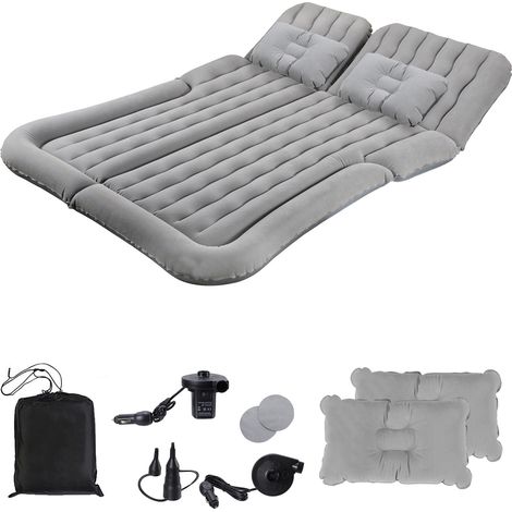 Wolketon Auto Luftmatratze Luftbett Aufblasbares Camping Matratze für PKW SUV Kofferraum Rücksitz Reisebett Matratze mit Pumpe Kissen Autobett Grau