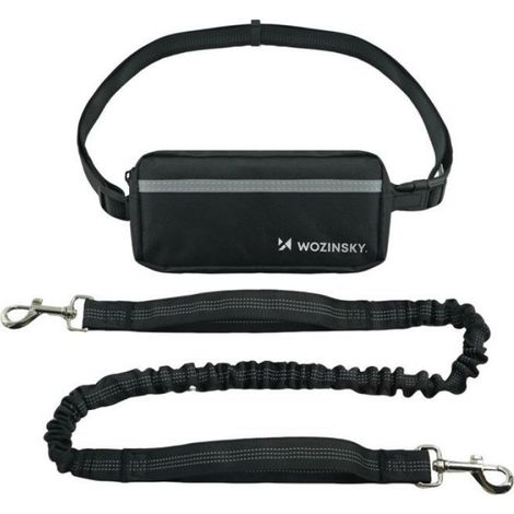 Ceinture Pour Chien - Ceinture De Hanche Avec Pochette Intégrée Et Laisse Élastique - Noir - 1 Pièce (1/3)
