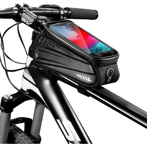 Sacoche téléphone vélo étanche, support de téléphone sur cadre, housse rigide pour guidon VTT, étui tactile pour smartphone (1/5)
