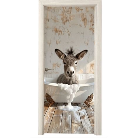PEGATINA DE PUERTA Burro - Animal - Vintage - Bañera Cuadros Para Dormitorio (1/5)