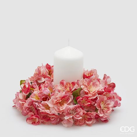 EDG Enzo De Gasperi Corona Sakura Fiori di Ciliegio Artificiale D 25 Cm Pink