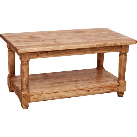 Table rustique en bois massif de tilleul finition noyer L90xPR50xH45 cm
