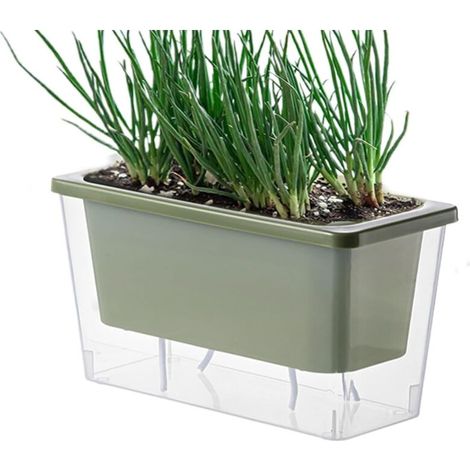 Pots de fleurs rectangulaires, à arrosage automatique, en plastique, modernes, avec réserve d'eau, idéaux pour herbes et fleurs, auto-irrigants, pour rebord de fenêtre, balcon, 26,5 x 14 x 12 (1/4)
