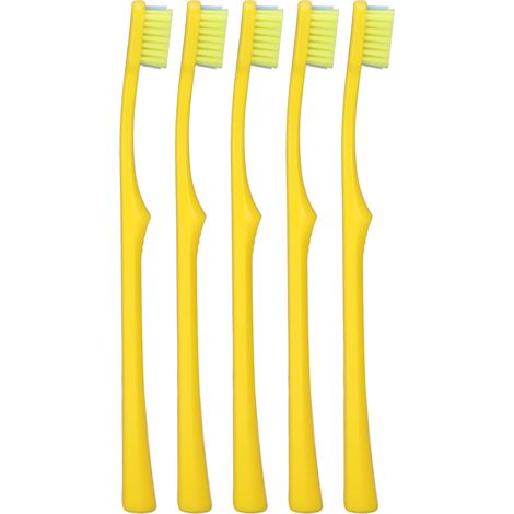 Lot de 5 brosses à dents souples pour appareils dentaires, confortables et pratiques, pour salle de bain, jaunes. (1/5)