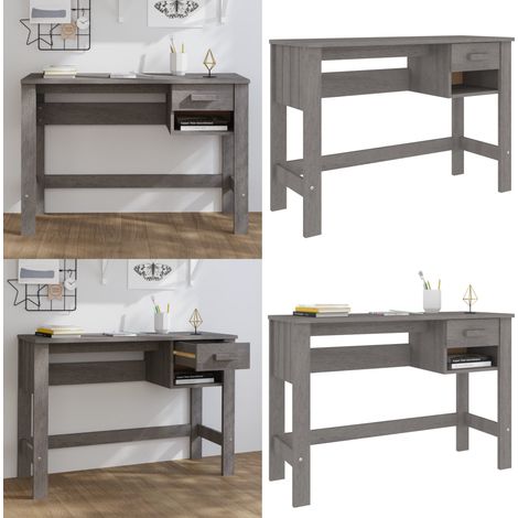 Scrivania HAMAR Grigio Chiaro 110x40x75 cm in Legno di Pino - Scrivania per ufficio - Scrivania in pino