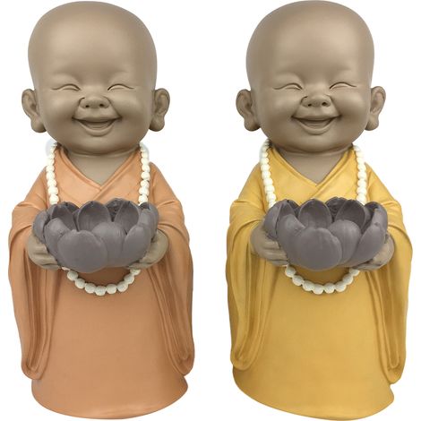 Signes Grimalt Mönch-Kerzenhalter, 2 HE, beige Buddhas – 31 x 14 x 19 cm
