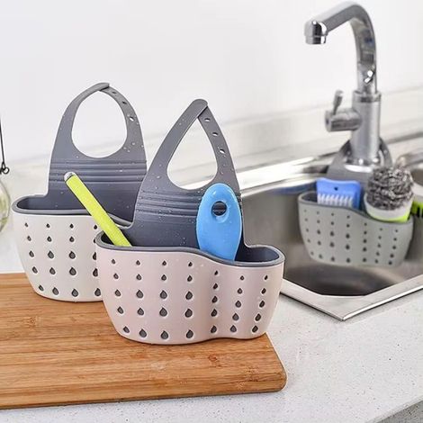 Panier de Rangement Domestique, Étagère D'Évier de Cuisine, Panier Réglable pour Éponge à Savon, Panier Suspendu Vert (1/5)