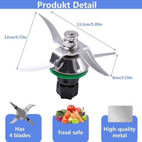 Coltello Petyoung per Vorwerk Thermomix TM5 e TM6, lama di ricambio in acciaio inox per mixer, coltello per impasto a pulizia rapida (1/4)