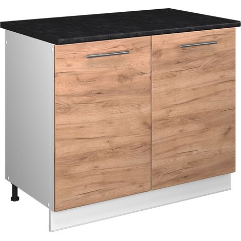 Spülenunterschrank Fame-Line, Goldkraft Eiche/Weiß, 100 cm, AP Anthrazit, Vicco (1/5)