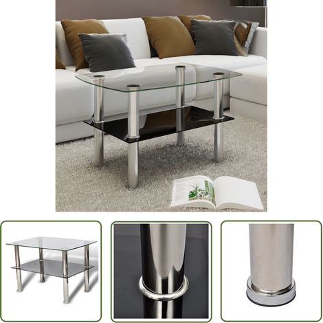 The Living Store Couchtisch mit Ablage Glas - Couchtisch - Glastisch - Wohnzimmerschmuck - Sideboard - Esszimmertisch (1/5)