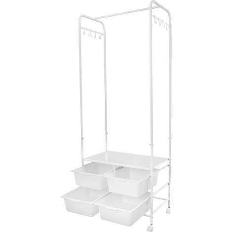 Perchero portátil, opciones de almacenamiento eficientes, color blanco. (1/2)