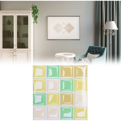 Set aus zehn glänzenden 3D-Mosaikaufklebern zur individuellen Wand- und Bodendekoration. (1/5)