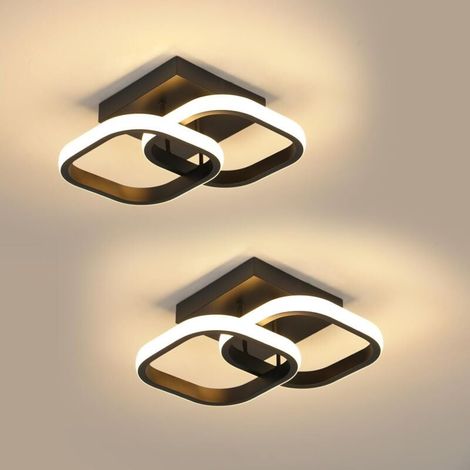COMELY 2er-Pack moderne LED-Deckenleuchten, 24 W, 2700 lm, kleine schwarze quadratische LED-Deckenlampe, Innenbeleuchtung für Schlafzimmer, Wohnzimmer, Gang, Korridor, Balkon, warmes Licht 3000 K, 24 (1/5)