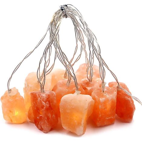 Guirlande lumineuse LED en sel de l'Himalaya (1 m, 10 LED) – Lampe en sel rose alimentée par USB – Décoration féerique pour chambre et Noël (1/5)