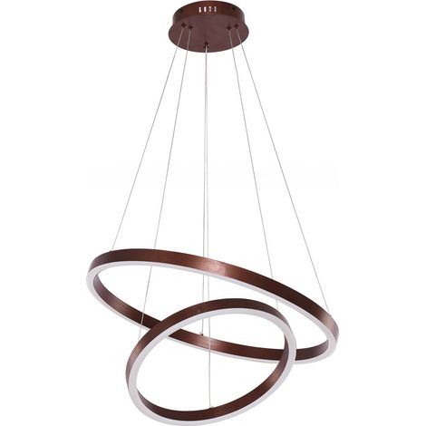 Suspension LED Design 2 Anneaux Dimmable avec Télécommande Coloris Café Ø 40 et 60 cm - PANGIVO (1/2)