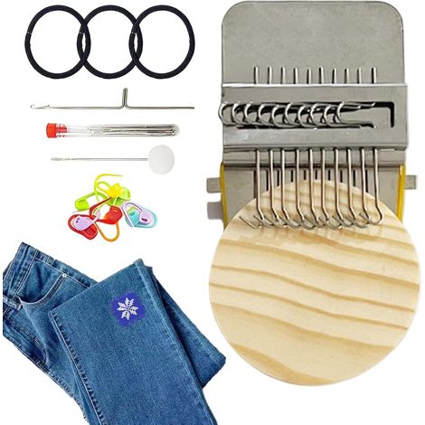 Métier à Raccommoder  Fournitures pour Petits Patchs - Kit De Métier À Tricoter,Chaussettes Jeans Vêtements Loisirs Créatifs Projets Laine Crochet