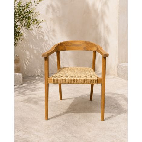 Domo Mea Poltrona Tropea Intrecciata in Legno di Acacia 59x63 H74 cm per Giardino e Terrazzo