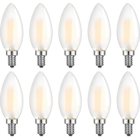Ampoule LED E14 Flamme,Forme de Bougie,Blanc Chaud 2700K,4W Equivalence Incandescence 40W,320lm, Lot de 10