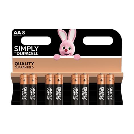 PILA STILO AA SIMPLY DURACELL - ALCALINA VOLT 1,5 CF=PZ 8- 12 confezioni