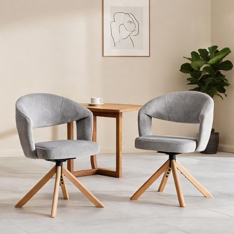 Chaises pivotantes en tissu et bois massif lot de 2 gris (1/5)