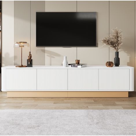 Isola cucina mobile MDF bianco effetto legno 120x45(70)x87 cm, piano ribaltabile - CHICFURN (1/5)