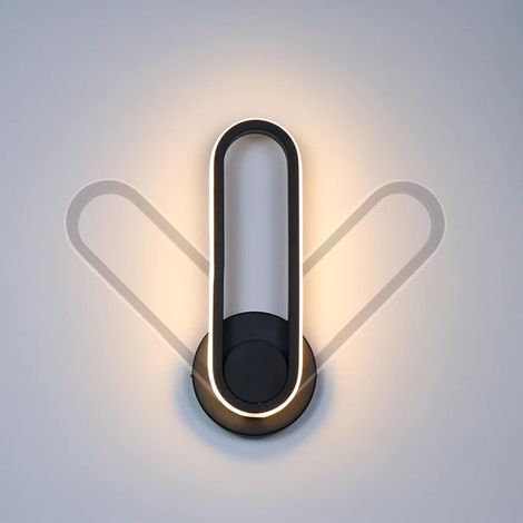 ZOLGINAH Aplique de pared interior moderno Aplique de pared LED de temperatura de 3 colores Aplique de pared interior de 12 W Aplique de pared con rotación de 360 ° (Negro) (1/5)