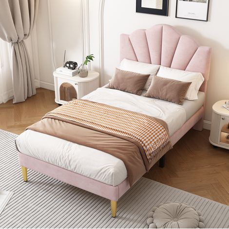 Letto singolo bambini 90x200 cm a forma di conchiglia, rosa (1/5)