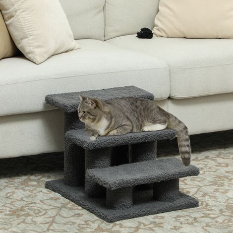 Escalier pour chat, 3 marches, 45 x 35 x 34 cm, gris (1/5)