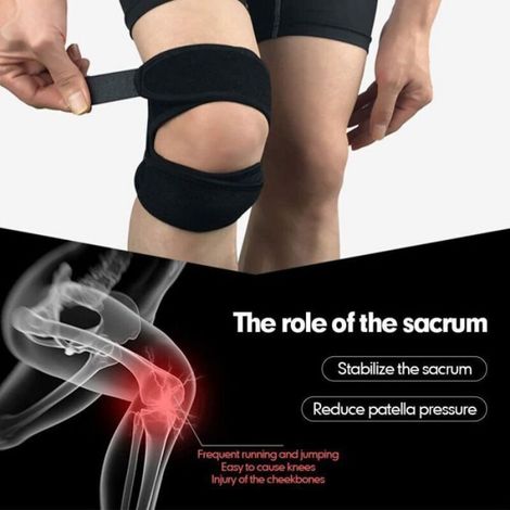 Genouillère rotulienne – Sangle en silicone – Support ajustable – pour course, sport et fitness – Noir (1/4)