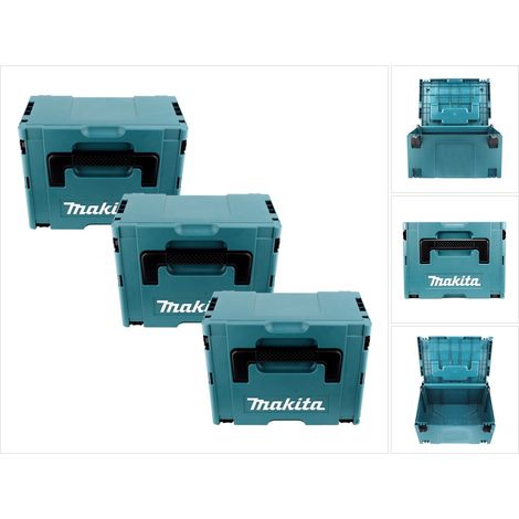 Coffret de rangement Makita MAKPAC 3 – 3x boîtes empilables légères – Dimensions 395x295x215mm – Pour outils et accessoires