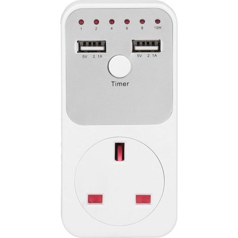 Prise de minuterie de compte à rebours numérique intelligente USB 180 260 V pour chargeur de téléphone d'ordinateur (1/5)