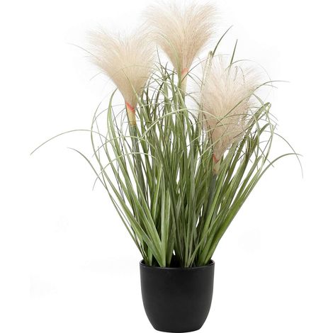 Herbe artificielle de la pampa - Plante décorative dans un pot en plastique, noir (1/5)