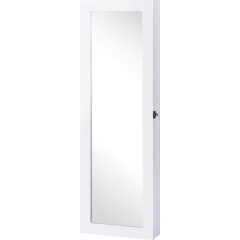 HOMCOM Espejo Joyero Colgante de Pared Armario de Joyería Organizador de Joyas con Ganchos y Ranuras para Collares para Dormitorio 37x9,5x112 cm (1/9)