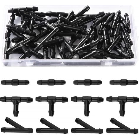 45 Pièces Raccords de Tuyau de Lave-Glace, Raccord de Tuyau de Pare-Brise, Type T, type Y, type I, Noir (1/5)