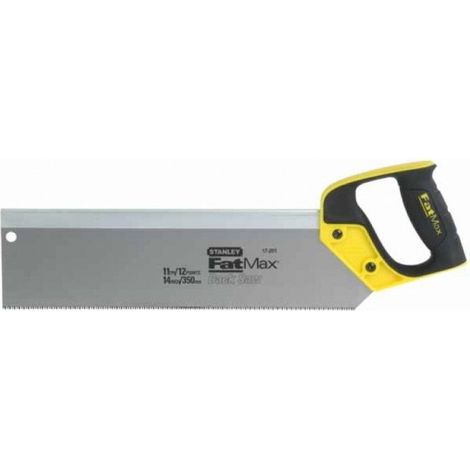 Stanley – Scie à dos pour bois dur 350 mm – Denture universelle 13 dents/pouce – Dos renforcé pour contrôle – Poignée bimatière ergonomique – 217202