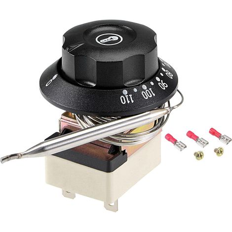 Interruttore di controllo della temperatura, termostato capillare, 1NO 1NC, 250V 16A, 30-110℃, cavo da 2 m con 2 viti e 3 terminali a crimpare