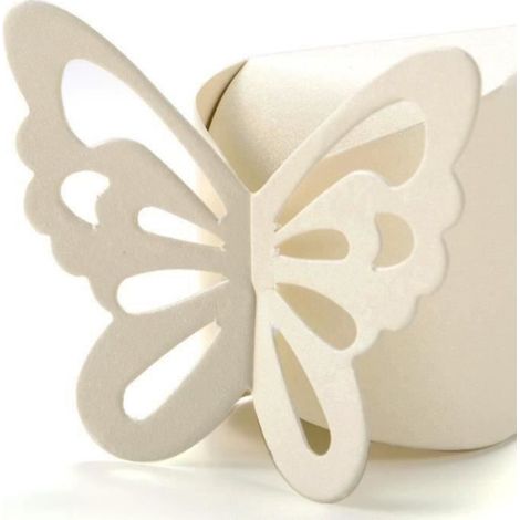 Boite à Dragée Papillon - Décoration Mariage Baptême - Blanc - 10 x 5 x 4cm - Élégance - Chic (1/4)