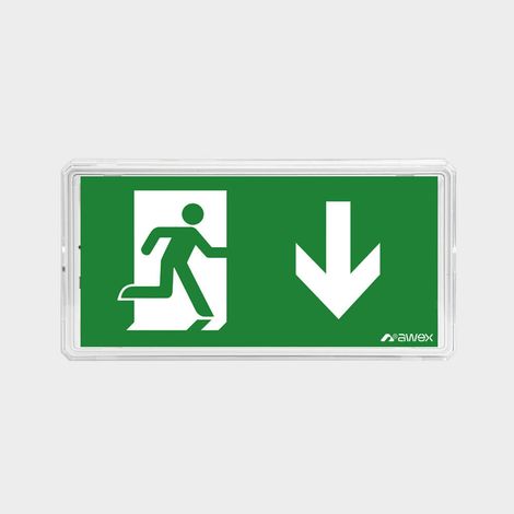 Apparecchio di illuminazione di emergenza uscita M LED IP65 1W 1h a doppio uso AT bianco ETE/1W/C/1/SA/A