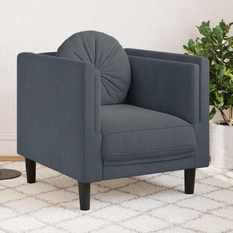 Stoff Doppelsofa mit Kissen, Dunkelgrau, Samt, 71x77x70 cm (1/5)