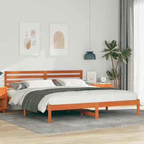 Bettrahmen Wachsbraun 180 x 200 cm Massives Kiefernholz