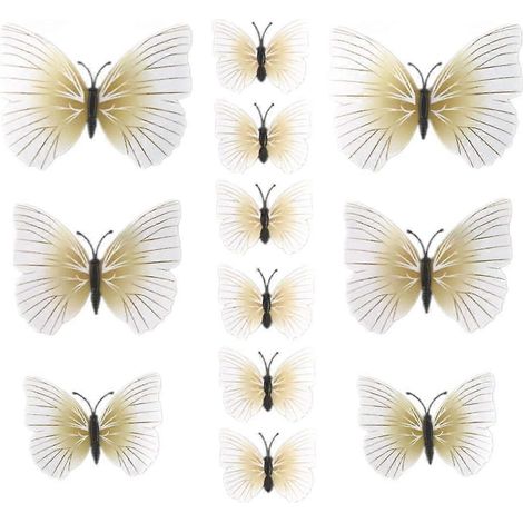 24 stickers muraux papillons 3D avec aimants et ruban adhésif double face pour décorer les chambres, les chambres d'enfants et les salons, blancs (1/3)