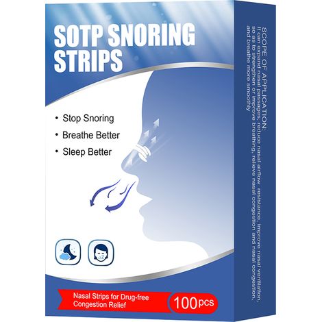 100 Bandelettes Nasales Respiratoires Anti-Ronflement, Patchs Nez Améliorant le Sommeil, Soins de Santé (1/5)