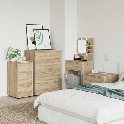 Armoire de rangement 3 tiroirs en bois d'ingénierie chêne sonoma 40 x 48 x 81 cm - PANGIVO (1/5)