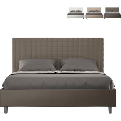 Letto matrimoniale con rete imbottito 160x200 similpelle cappuccino Sunny (1/5)