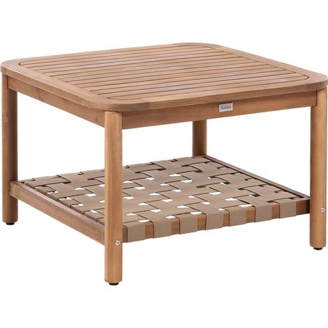 Outdoor Couchtisch mit Ablage MILZANO 70 cm 70 cm Akazienholz Braun (1/5)
