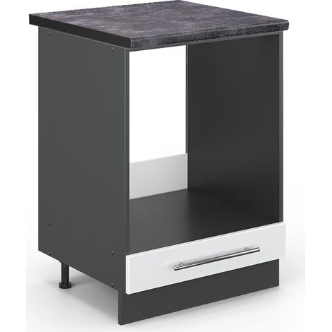 Mobile per forno da incasso Fame-Line, Bianco lucido, 60 cm , PL Antracite, Vicco (1/5)