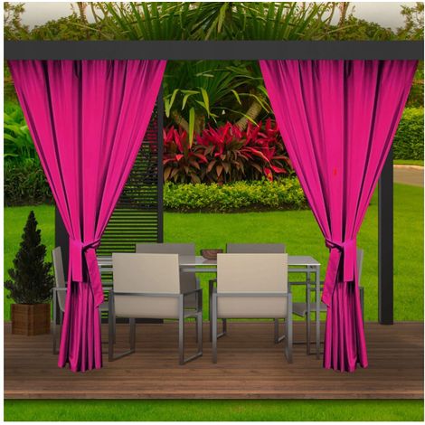 Rideaux d'extérieur pour pergola 2x 155x200cm Rose Rideau pour Pergola Imperméable Rideau Exterieur pour Pare-Soleil pour Balcon