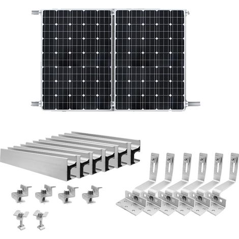 Kit de montage de panneaux solaires, construction en métal durable, angles ajustables, 6PCS (1/2)