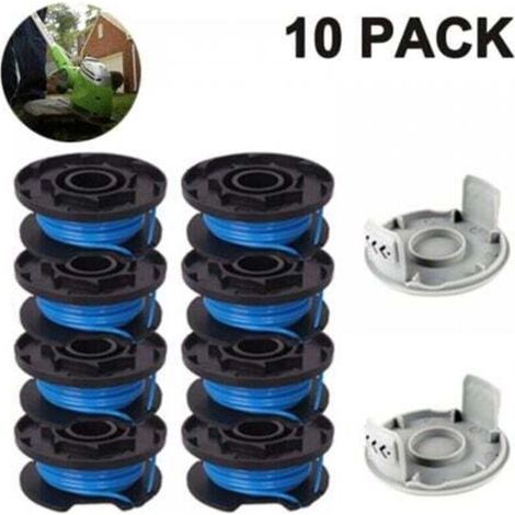 La ligne de bobine de rechange pour tondeuse comprend 2 capuchons de tondeuse compatibles Ryobi One+ AC14RL3A 18V, 24V, 40V Tondeuses sans fil, 8 + 2 PACK (1/5)